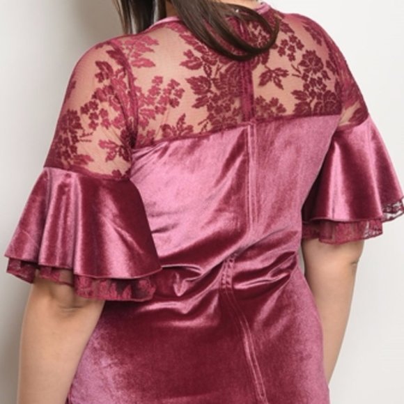 Pink Velvet Dress 1XL, 2XL, 3XL - Picture 5 of 6